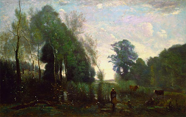 Nebeliger Morgen, c.1865 | Corot | Gemälde Reproduktion