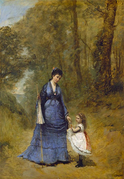 Madame Stumpf and Her Daughter, 1872 | Corot | Painting Reproduction