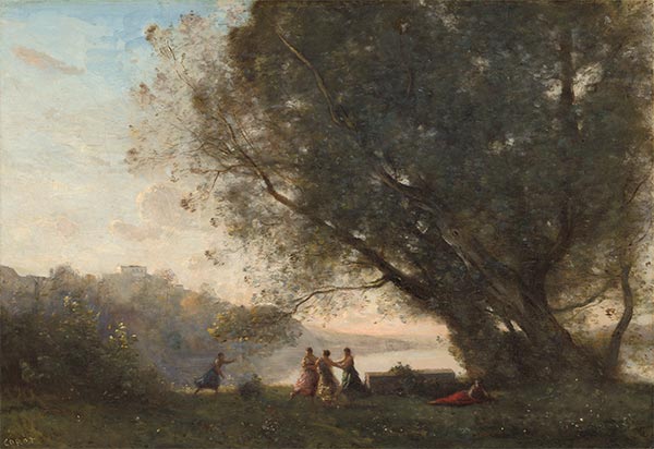 tanz unter den Bäumen am Rande des Sees, c.1865/70 | Corot | Gemälde Reproduktion