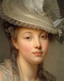Young Woman in a White Hat (Detail), c.1780 by Jean-Baptiste Greuze | Painting Reproduction