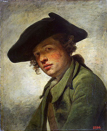 A Young Man in a Hat, c.1750 | Jean-Baptiste Greuze | Gemälde Reproduktion
