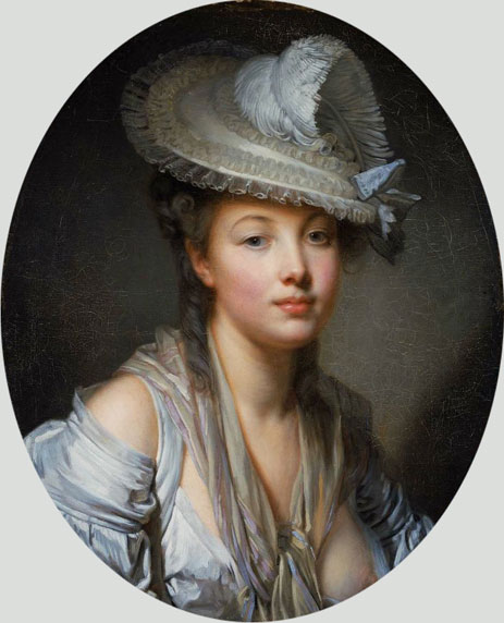 Young Woman in a White Hat, c.1780 | Jean-Baptiste Greuze | Gemälde Reproduktion