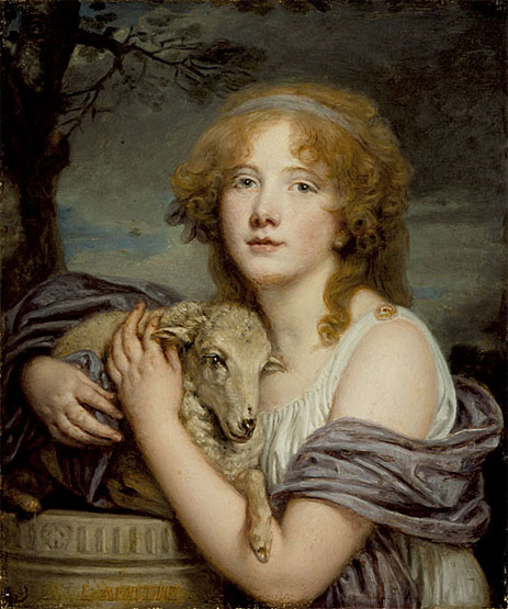 Girl with a Lamb, c.1785 | Jean-Baptiste Greuze | Painting Reproduction