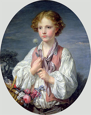 Young Boy with a Basket of Flowers, c.1760/61 | Jean-Baptiste Greuze | Painting Reproduction