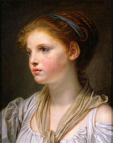 Girl with a Blue Ribbon, undated | Jean-Baptiste Greuze | Gemälde Reproduktion