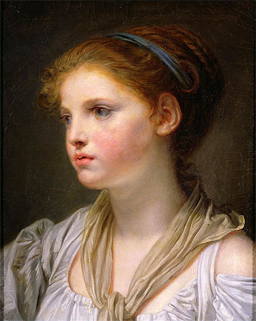 Mädchen mit blauem Band | Jean-Baptiste Greuze | Gemälde Reproduktion