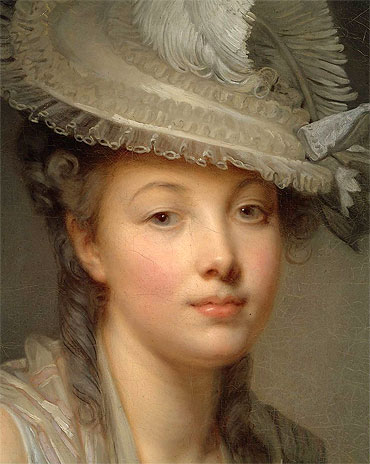 Young Woman in a White Hat (Detail), c.1780 by Jean-Baptiste Greuze | Canvas Print