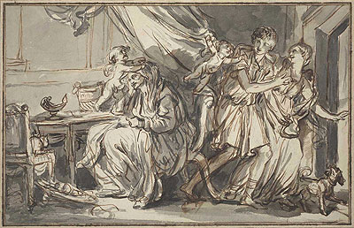 Lovers Profiting from the Drowsiness of the Grandmother, a.1785 | Jean-Baptiste Greuze | Gemälde Reproduktion