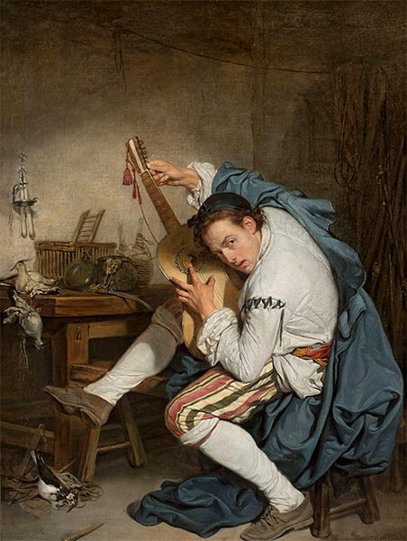 Der Gitarrist, c.1760 | Jean-Baptiste Greuze | Gemälde Reproduktion