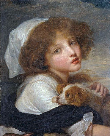 Young Girl with a Spaniel, undated | Jean-Baptiste Greuze | Painting Reproduction