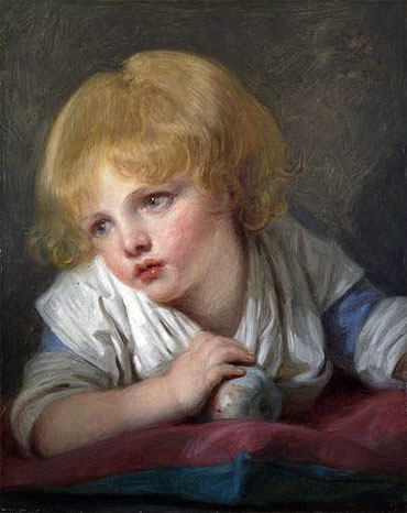 A Child with an Apple, undated | Jean-Baptiste Greuze | Painting Reproduction