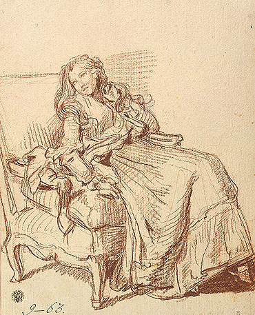 Young Woman in an Artchair | Jean-Baptiste Greuze | Painting Reproduction