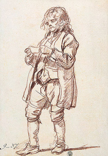 Study for 'The Paralytic'. Study of a Boy Carrying a Cup | Jean-Baptiste Greuze | Painting Reproduction