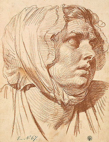 Head of a Woman in a Night Cap, 1772 | Jean-Baptiste Greuze | Gemälde Reproduktion