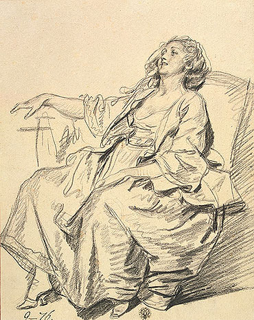 Young Woman Seated in an Armchair, 1765 | Jean-Baptiste Greuze | Gemälde Reproduktion