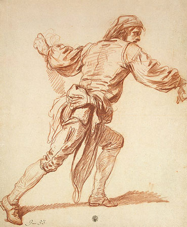  Study of a Man with His Arm Swung Back, b.1761 | Jean-Baptiste Greuze | Gemälde Reproduktion