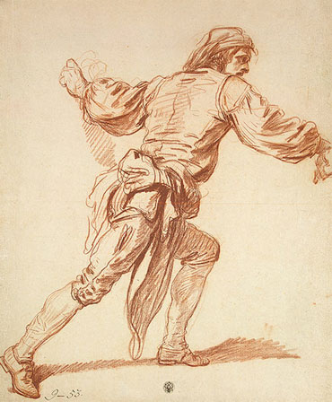  Study of a Man with His Arm Swung Back, b.1761 by Jean-Baptiste Greuze | Paper Art Print