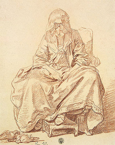 Girl Looking at a Dead Pigeon, c.1765/70 by Jean-Baptiste Greuze | Paper Art Print