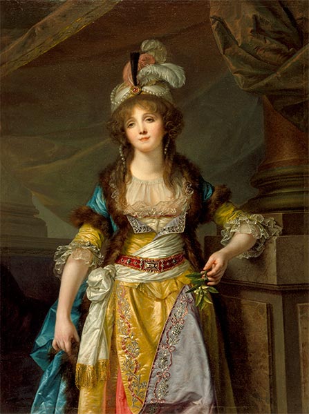 Porträt der Dame im türkischen Kostüm, c.1790 | Jean-Baptiste Greuze | Gemälde Reproduktion