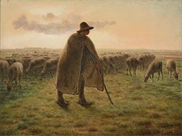 Shepherd Guarding his Flock, c.1865 by Millet | Painting Reproduction