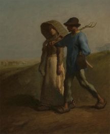 Zur Arbeit gehend, c.1851/53 von Millet | Gemälde-Reproduktion
