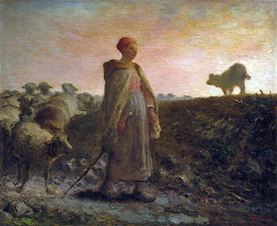 Shepherdess Returning with her Flock, Undated | Millet | Painting Reproduction