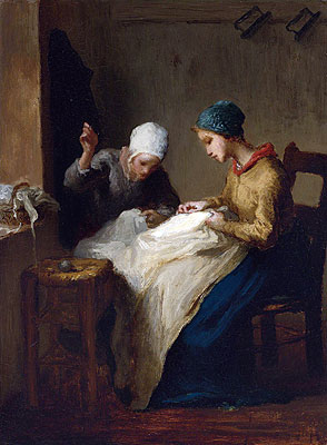 The Young Seamstresses, 1850 by Millet | Painting Reproduction