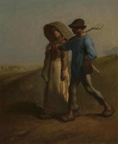 Zur Arbeit gehend, c.1851/53 | Millet | Gemälde Reproduktion