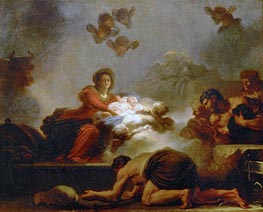 The Adoration of the Shepherds, undated by Fragonard | Painting Reproduction