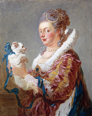 Portrait of a Woman with a Dog, c.1769 | Fragonard | Painting Reproduction