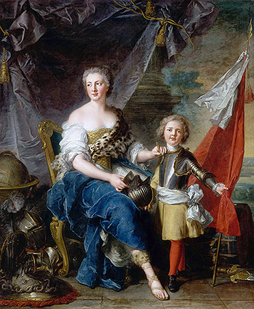 Mademoiselle de Lambesc as Minerva, Arming Her Brother the Comte de Brionne and Directing Him to the Arts of War, 1732 | Jean-Marc Nattier | Painting Reproduction