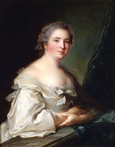 Portrait of a Lady Leaning on a Balustrade, 1754 | Jean-Marc Nattier | Gemälde Reproduktion