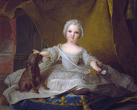 Portrait of Marie-Zephyrine of France with Her Dog, 1751 | Jean-Marc Nattier | Painting Reproduction