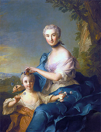 Madame Crozat de Thiers and Her Daughter, 1733 | Jean-Marc Nattier | Painting Reproduction