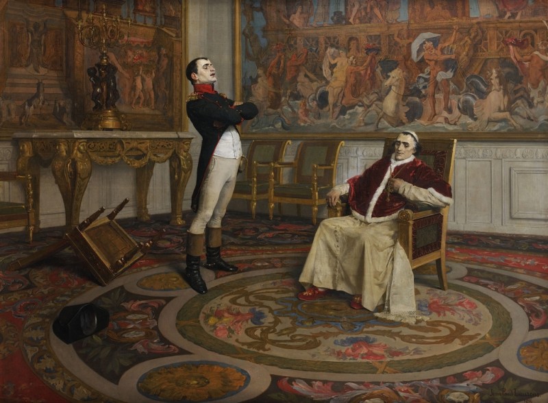 Begegnung zwischen Napoleon und Papst Pius VII. am 7. Januar 1813, n.d. | Jean-Paul Laurens