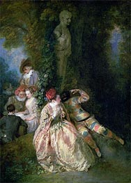Harlequin and Columbine, c.1716/18 by Watteau | Painting Reproduction