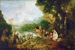 Pilgrimage to Cythera, 1717 von Watteau | Gemälde-Reproduktion