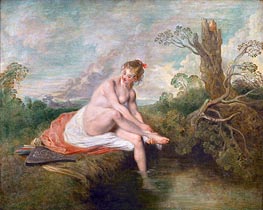 Diana Bathing, c.1715/16 von Watteau | Gemälde-Reproduktion
