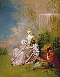 The Shy Lover, 1718 by Watteau | Painting Reproduction