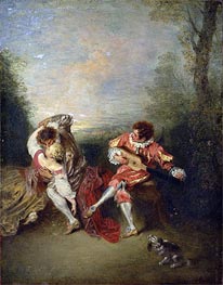 The Surprise, undated by Watteau | Painting Reproduction