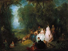 Pastoral Gathering, c.1718/21 by Watteau | Painting Reproduction