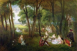 Fete in a Park (Divertissements Champetres), c.1718/20 by Watteau | Painting Reproduction