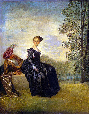 La Boudeuse (The Capricious Girl), c.1718 by Watteau | Painting Reproduction