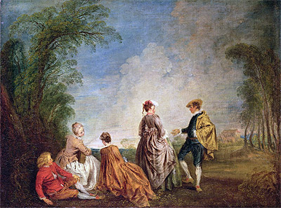 An Embarrasing Proposal, c.1715/16 by Watteau | Painting Reproduction