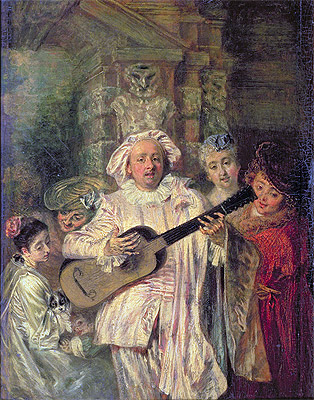 Gilles and his Family (Sous un habit de Mezetin), c.1716 by Watteau | Painting Reproduction