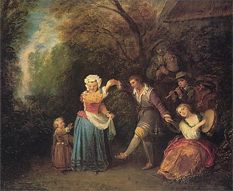 Pastoral Dance, c.1706/10 by Watteau | Painting Reproduction