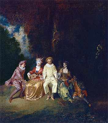 Pierrot Content, c.1712 by Watteau | Painting Reproduction