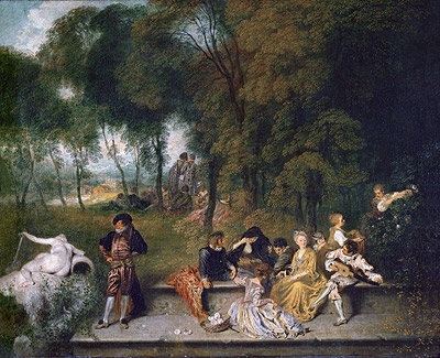 Meeting in the Open Air, c.1719/20 by Watteau | Painting Reproduction