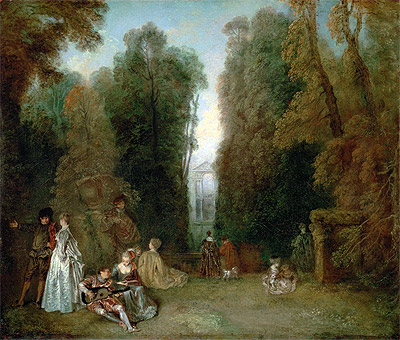 View through the Trees in the Park Pierre Crozat, c.1715 by Watteau | Painting Reproduction