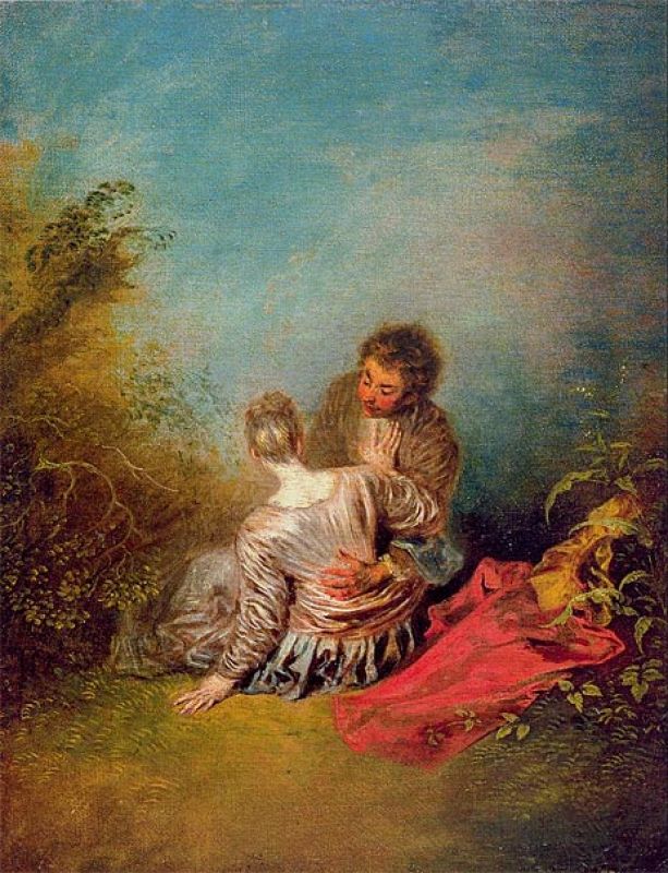 Le faux-pas (The Misste), c.1716/18 by Watteau | Painting Reproduction